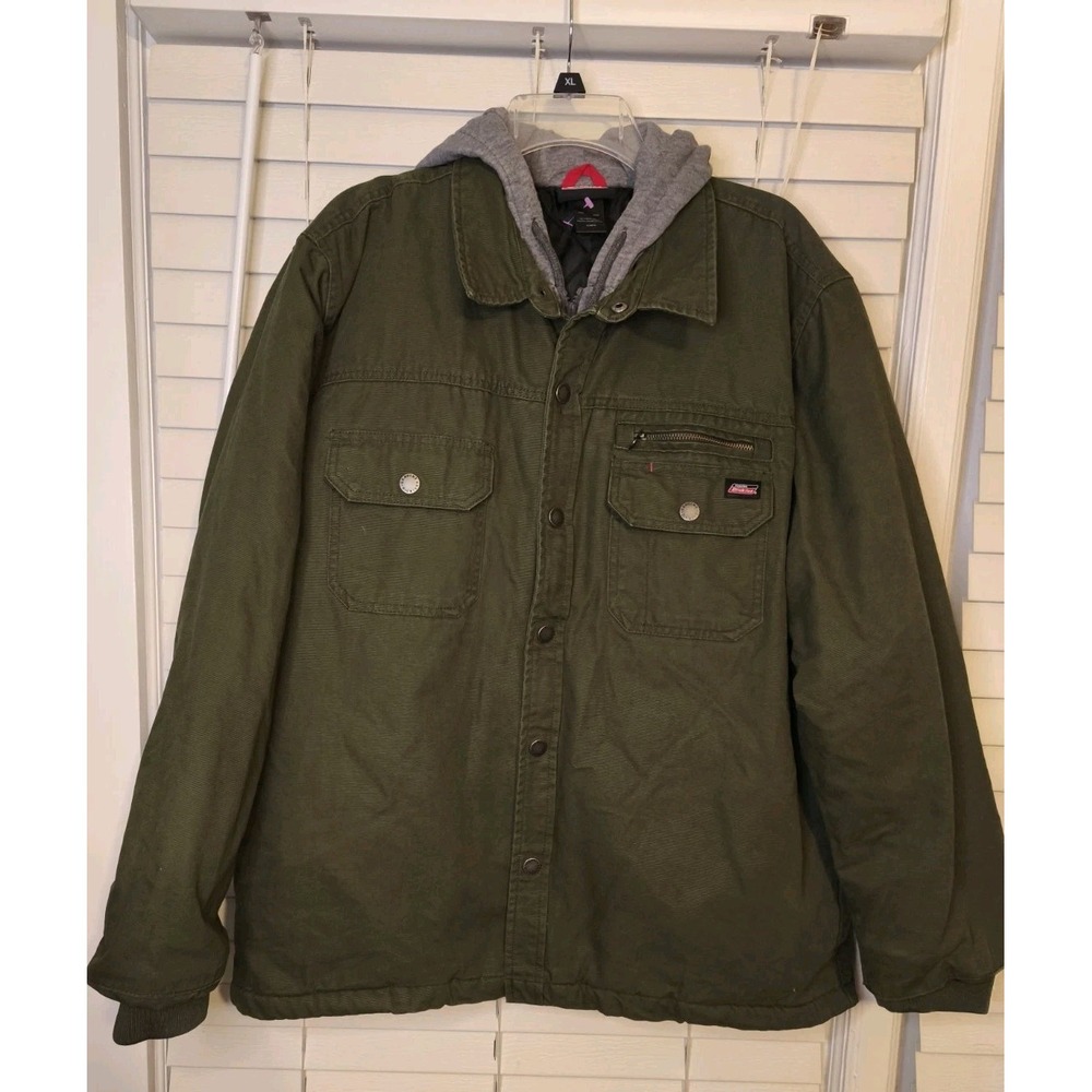Dickies Jacket Men's Canvas Full‎ Zip Snap Front Hooded Quilted Lined Sz X-Large